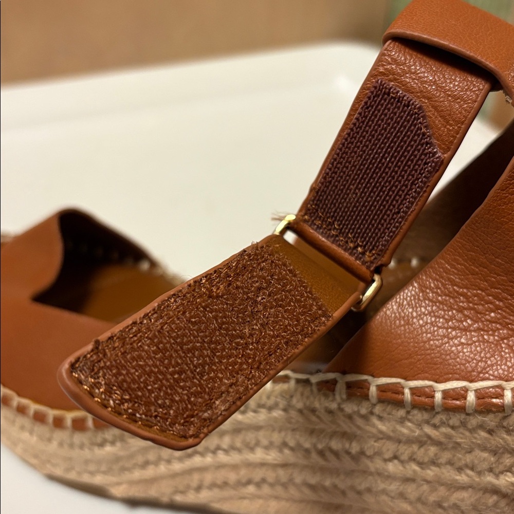 Franco Sarto Camera Tan Leather Espadrille Wedges - Picture 7 of 8